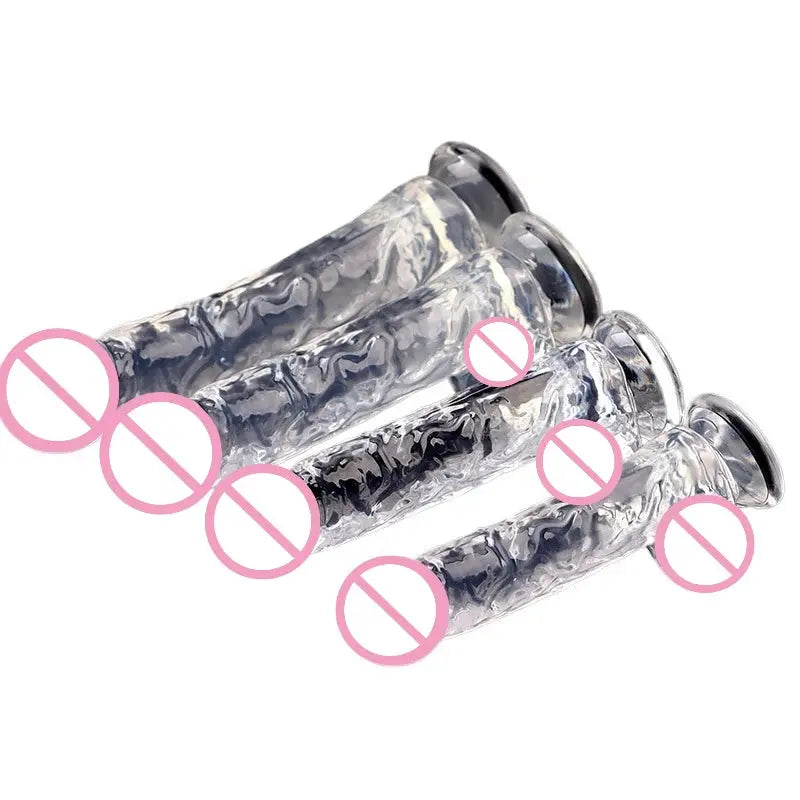 Realistic dildo with suction cup for women and men, featuring detailed design for vaginal and anal masturbation.