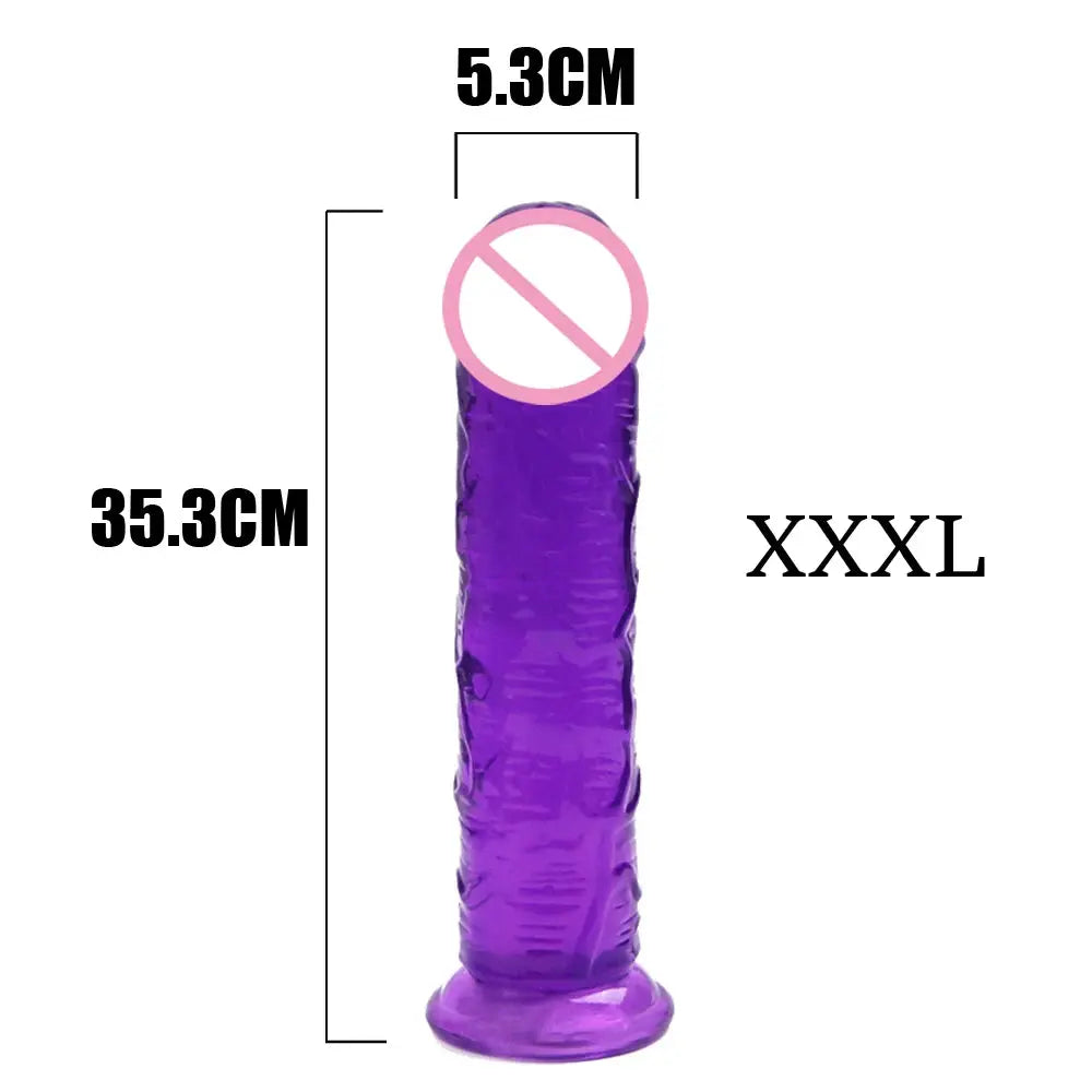 Realistic glass anal dildo and strap-on sex toy for women, featuring a detailed design and 18-inch length for adult pleasure.