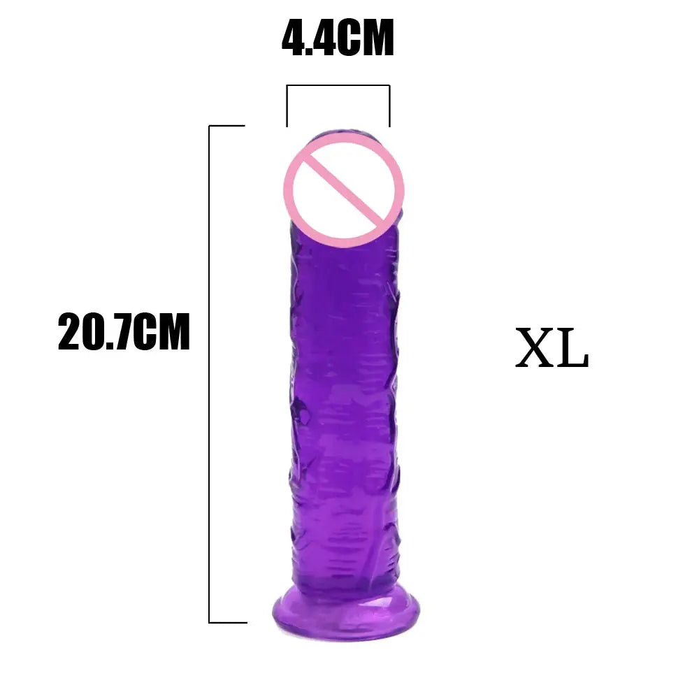 Realistic glass anal dildo and strap-on for women, featuring an 18-inch design and detailed features for adult pleasure.