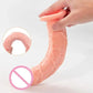 Realistic dildo sex toy with skin-like texture, large size, suction cup base, designed for female masturbation and anal play.