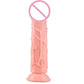 Realistic dildo sex toy for women with skin-like texture, large size, suction cup base, and anal compatibility.
