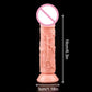 Realistic dildo sex toy with skin-like texture, large size, suction cup base, designed for female masturbation and anal play.