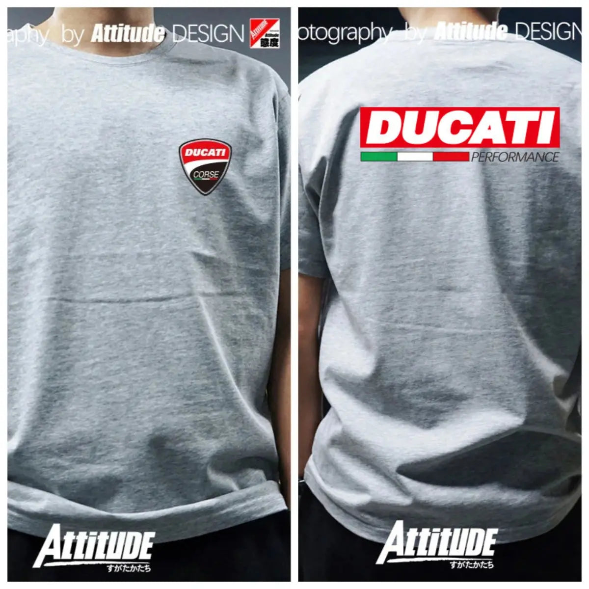 Short-sleeved motorcycle T-shirt from SHOPEZRA L.L.C., designed for Ducati Moto GP team racing enthusiasts, summer fashion style.