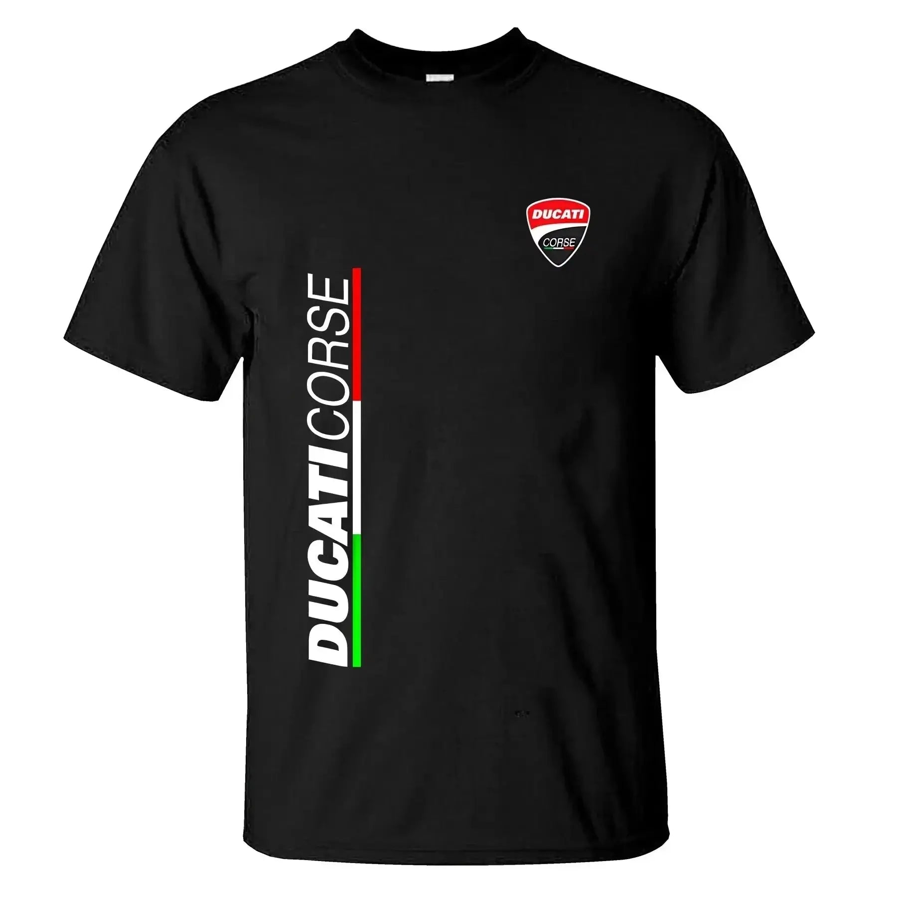 Short-sleeved Ducati Moto GP team racing motorcycle T-shirt from SHOPEZRA L.L.C., summer 2026 fashion attitude.