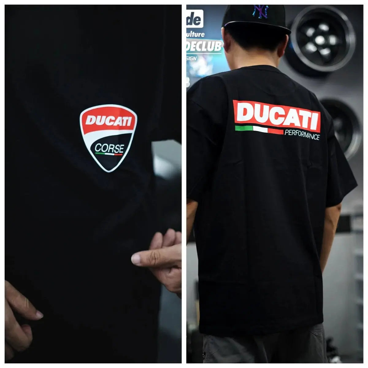 Short-sleeved Ducati Moto GP team racing motorcycle rider T-shirt with 2026 Summer Fashion Attitude branding by SHOPEZRA L.L.C.