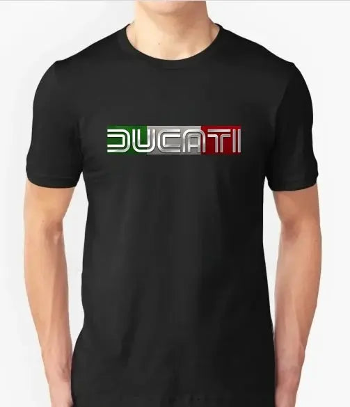 Short-sleeved Ducati Moto GP racing T-shirt by SHOPEZRA L.L.C., summer fashion attitude for motorcycle riders.