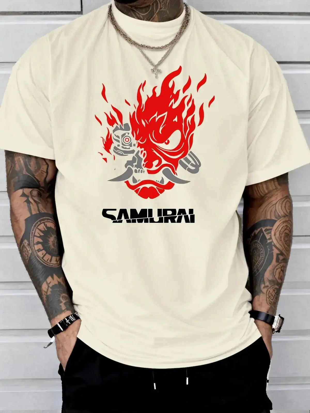 Samurai Hip-hop Trend Print 100% Cotton Men Woment T-shirt Summer Autumn Daily Outdoor Sports Casual Loose Street Short Sleeve by Dropshipman