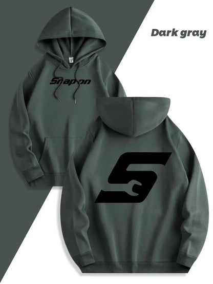 2025 Red Snapon Hooded Sweatshirt Casual Long Sleeve Pullover100_ Polyester Knit Fabric All-Season Warm Hoodie with Drawstring by Dropshipman