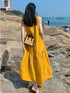 Summer New Cotton and Linen Ins Gentle Solid Color Sleeveless dress French Loose Strap Slimming Holiday Style Long Dress by Dropshipman