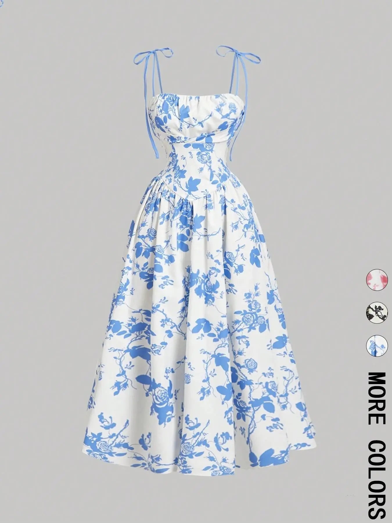 Yellow floral printed sling dress for women, perfect for summer and spring, by SHOPEZRA L.L.C., suitable for homecoming and casual wear.