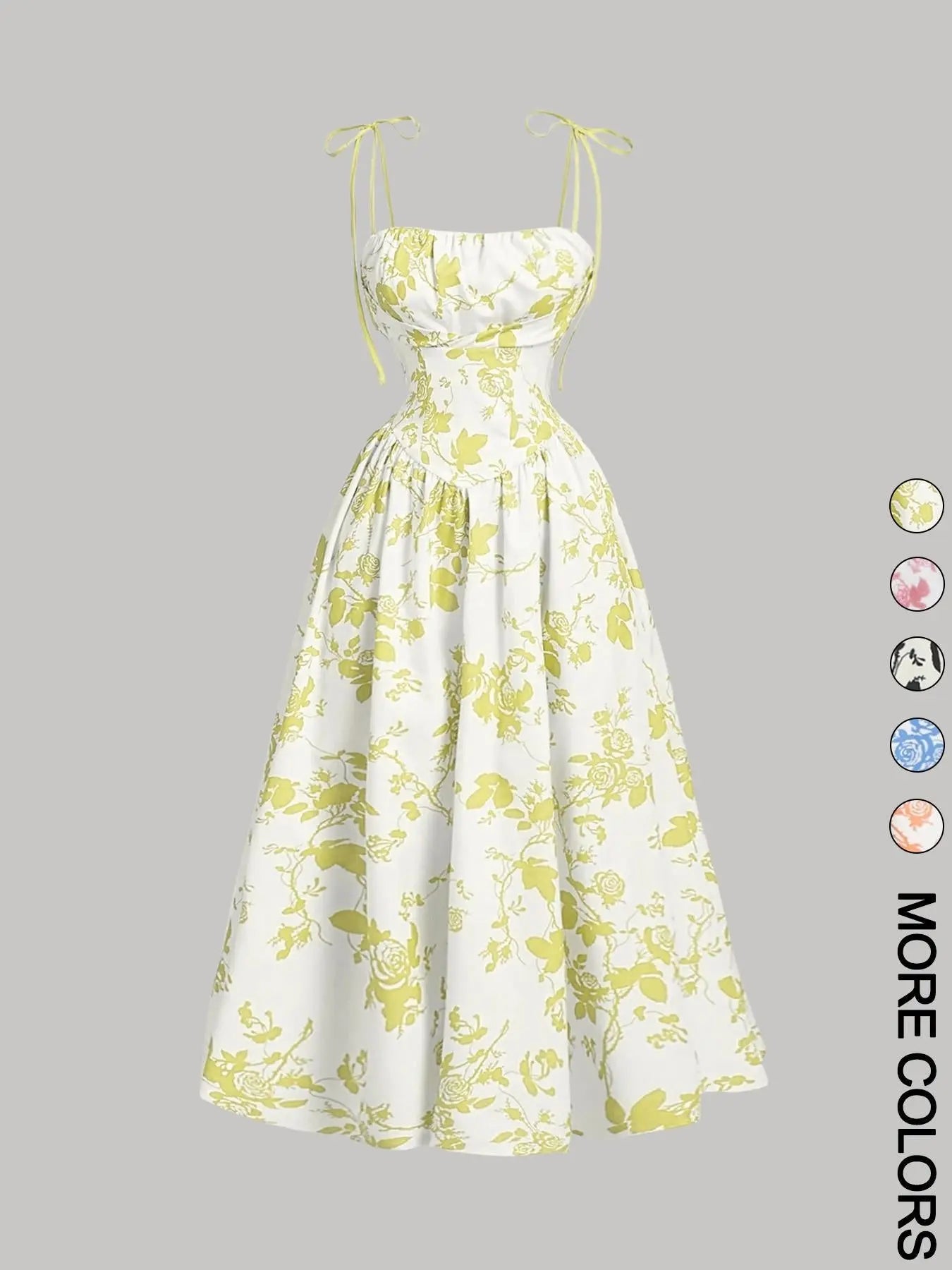 Yellow floral printed sling dress for women, perfect for summer, spring, and homecoming, by SHOPEZRA L.L.C.