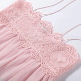 Women Pant Set Sheer Layers Spaghetti Strap Backless Lace Top Straps Solid Loose Straight Elastic Hem Fashion Beach Chic Suits SHOPEZRA L.L.C.