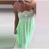 Women Pant Set Sheer Layers Spaghetti Strap Backless Lace Top Straps Solid Loose Straight Elastic Hem Fashion Beach Chic Suits SHOPEZRA L.L.C.