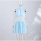 Women Pant Set Sheer Layers Spaghetti Strap Backless Lace Top Straps Solid Loose Straight Elastic Hem Fashion Beach Chic Suits SHOPEZRA L.L.C.