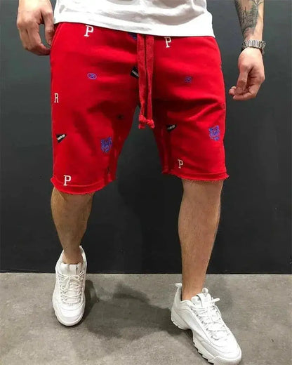 Spring Summer Mens Cotton loose Shorts Streetwear Bodybuilding Embroidered casual Short pants Jogger sports Tiger head Shorts by Dropshipman