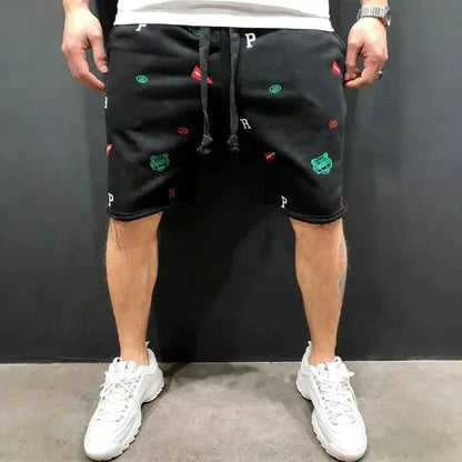 Spring Summer Mens Cotton loose Shorts Streetwear Bodybuilding Embroidered casual Short pants Jogger sports Tiger head Shorts by Dropshipman