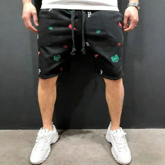 Spring Summer Mens Cotton loose Shorts Streetwear Bodybuilding Embroidered casual Short pants Jogger sports Tiger head Shorts SHOPEZRA L.L.C.