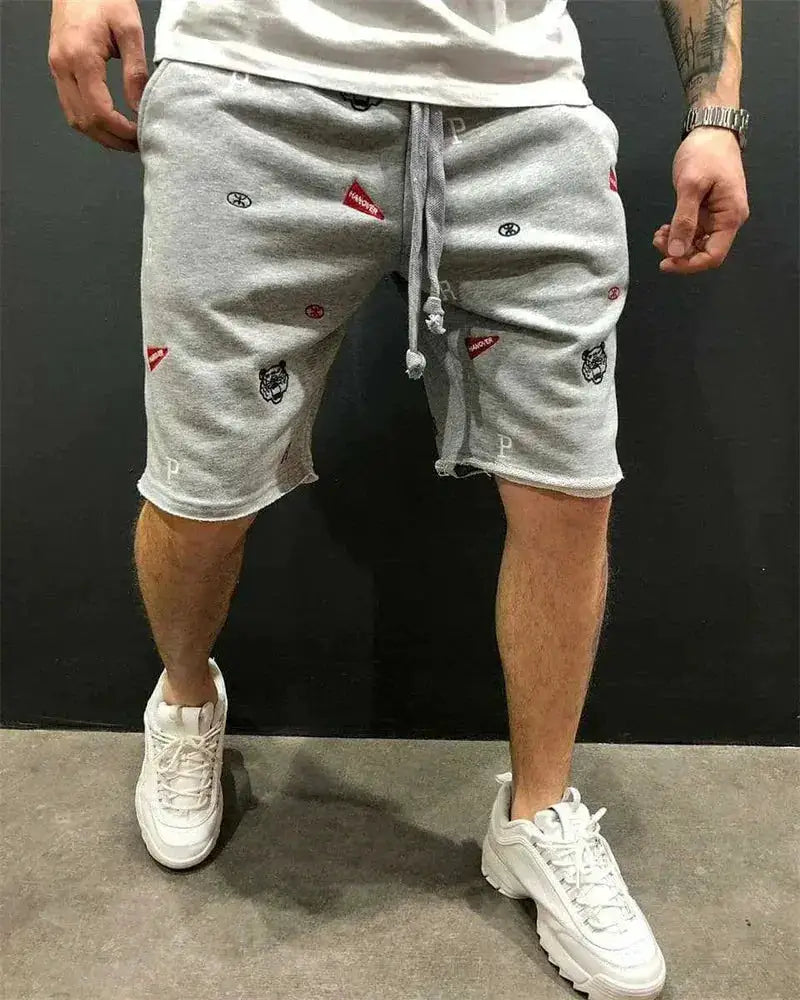 Spring Summer Mens Cotton loose Shorts Streetwear Bodybuilding Embroidered casual Short pants Jogger sports Tiger head Shorts by Dropshipman