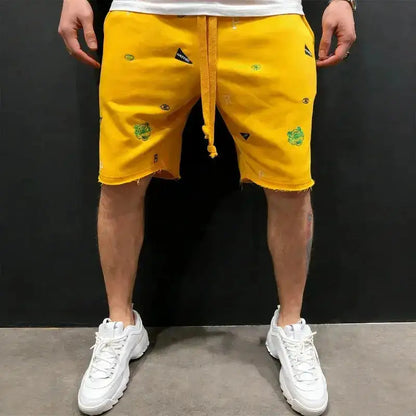 Spring Summer Mens Cotton loose Shorts Streetwear Bodybuilding Embroidered casual Short pants Jogger sports Tiger head Shorts by Dropshipman