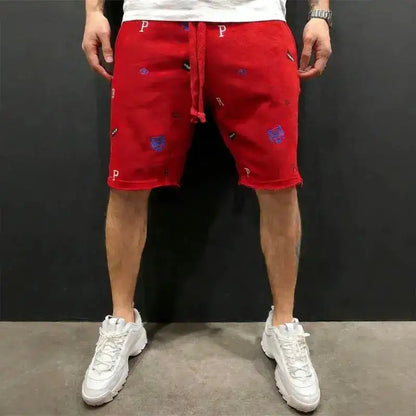 Spring Summer Mens Cotton loose Shorts Streetwear Bodybuilding Embroidered casual Short pants Jogger sports Tiger head Shorts by Dropshipman
