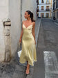 Satin Sexy Lace Spliced Maix Sling Dress Women Sleeveless Backless Yellow Vacation Vestidos 2026 Fashion Summer Lady Dresses﻿ SHOPEZRA L.L.C.