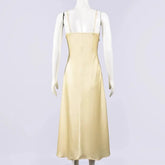 Satin Sexy Lace Spliced Maix Sling Dress Women Sleeveless Backless Yellow Vacation Vestidos 2026 Fashion Summer Lady Dresses﻿ SHOPEZRA L.L.C.