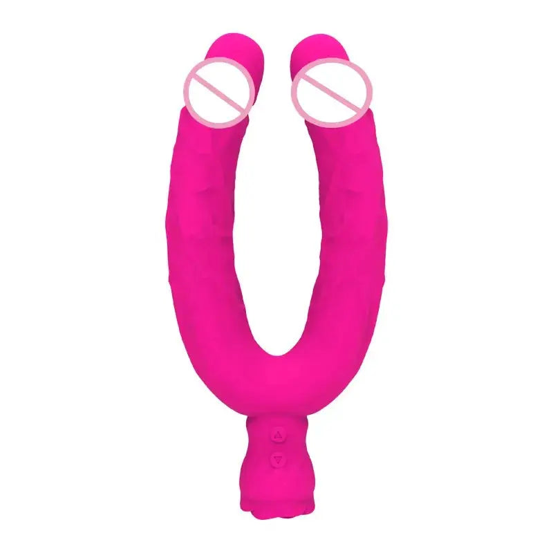 Realistic double-ended dildo from SHOPEZRA L.L.C. with flexible design, vibrating function, for G-spot and anal stimulation.