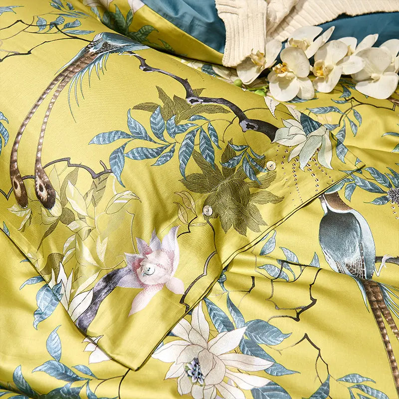 Long-staple cotton satin bedding set with blue and white stripes, luxurious 60s fabric, by SHOPEZRA L.L.C.