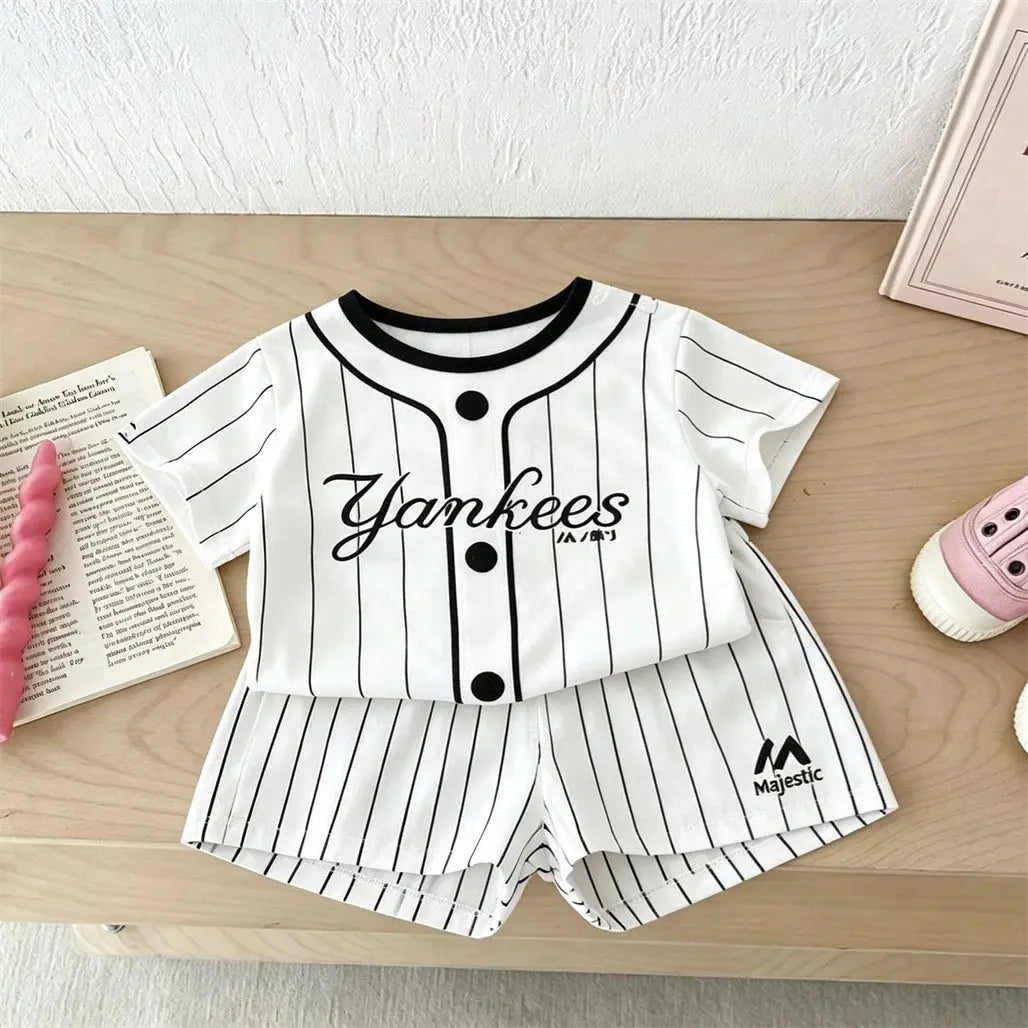 Toddler boys casual sportswear set with printed T-shirt and shorts, featuring cartoon designs from SHOPEZRA L.L.C.