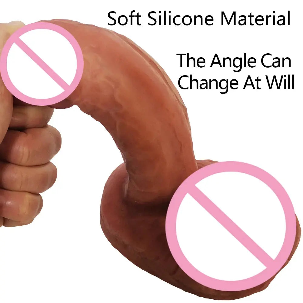 7.5-inch liquid silicone dildo with veiny texture, strong suction cup, and G-spot curve designed for women and beginners.
