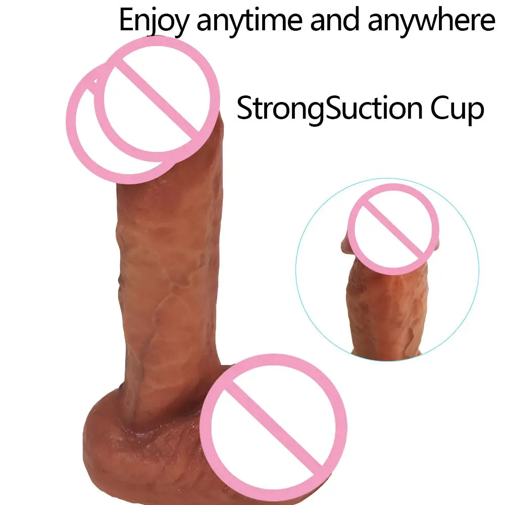 7.5-inch liquid silicone dildo with suction cup, veiny texture, and G-spot design, ideal for women and beginners.