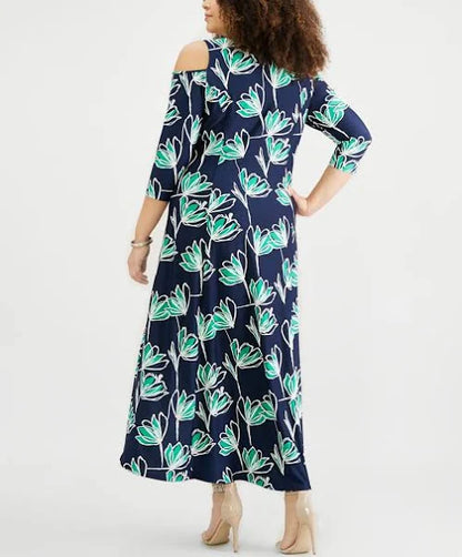 NY Collection Womens Plus Cold Shoulder Dress