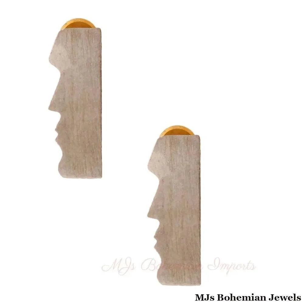 Silver Brass Easter Island Earrings