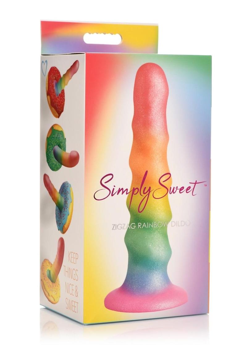 Simply Sweet Zigzag Rainbow Vibrant Playful Dildo