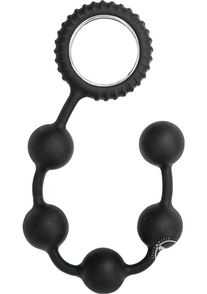 Sinful Silicone Black Anal Beads with Ring