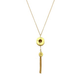Recycled bullet tassel necklace with gold plated chain handcrafted from bombshell in Cambodia