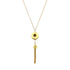 Recycled bullet tassel necklace with gold plated chain handcrafted from bombshell in Cambodia