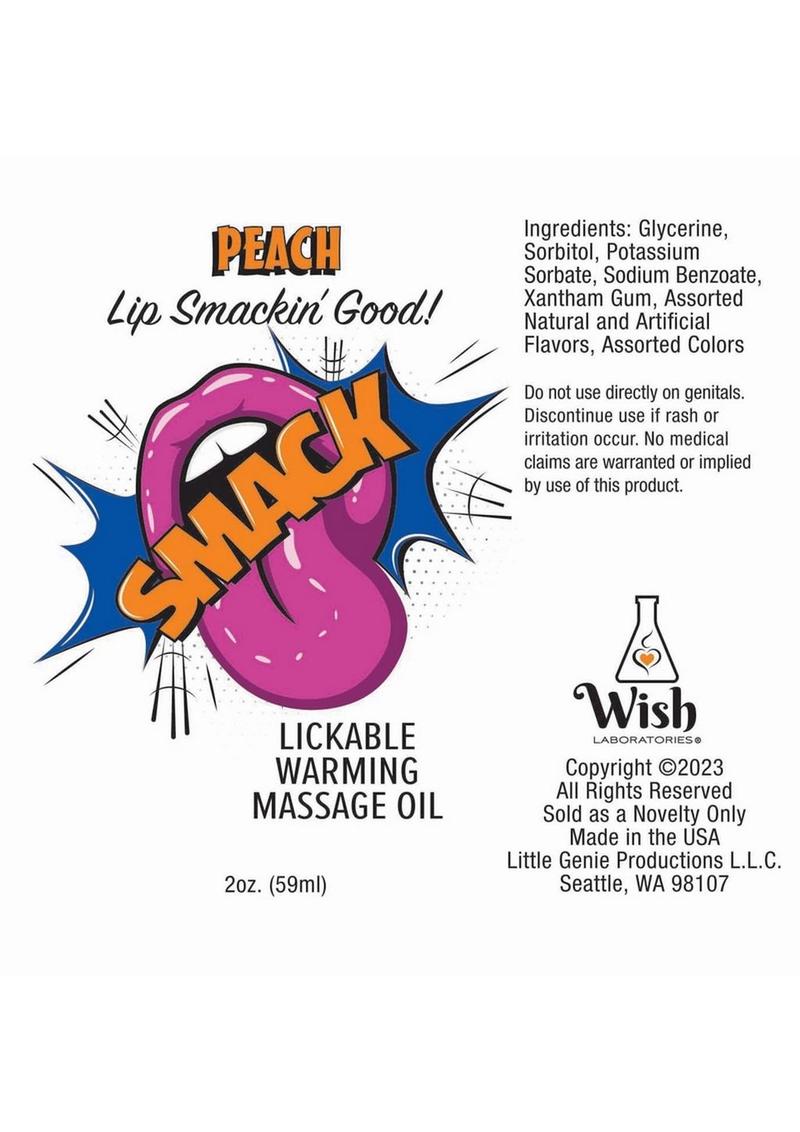 Smack Lickable Warming Massage Oil Peach Flavor 2oz