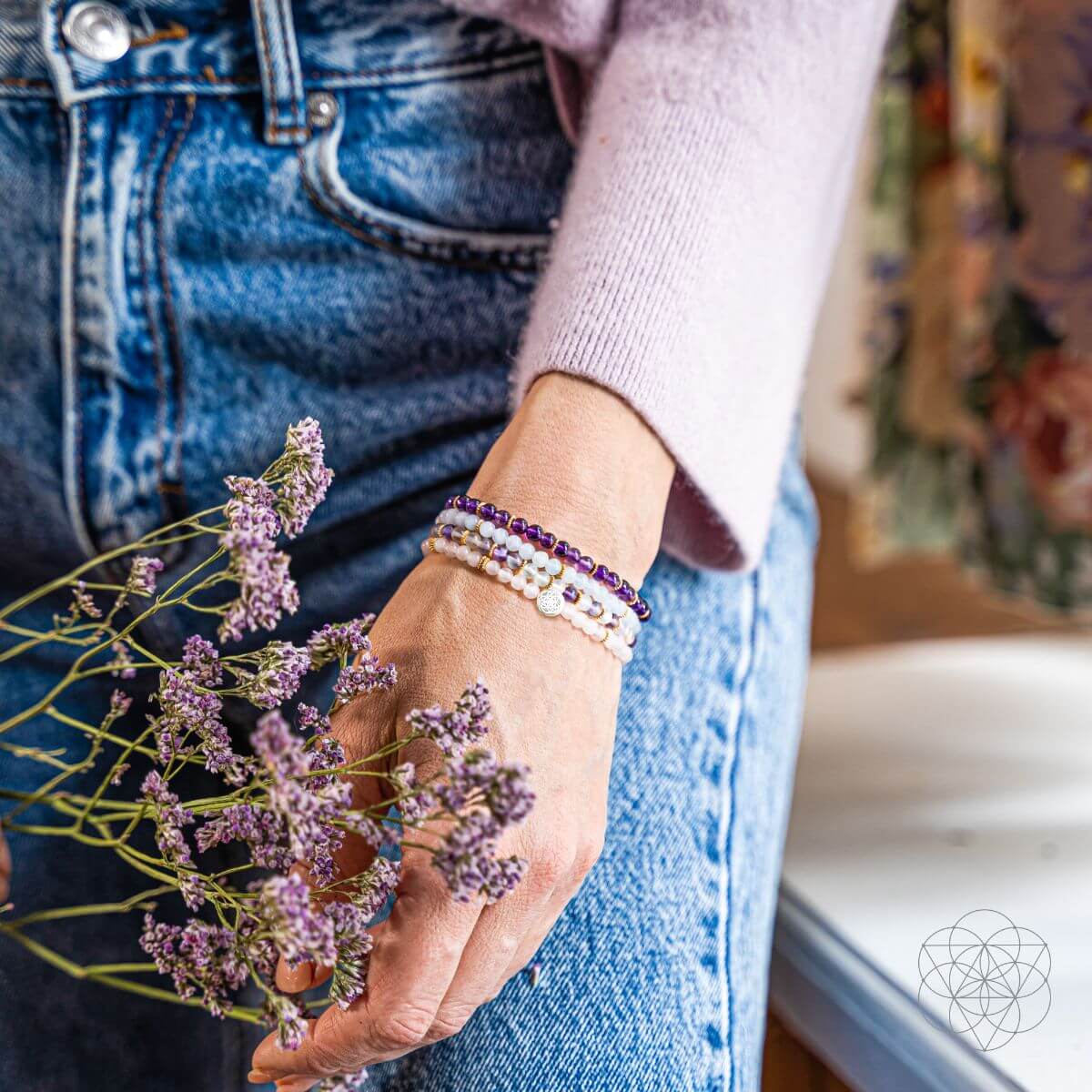 Clear Skies - Amethyst, Aquamarine, Rose Quartz &amp; Fluorite Bracelet Pack of 4