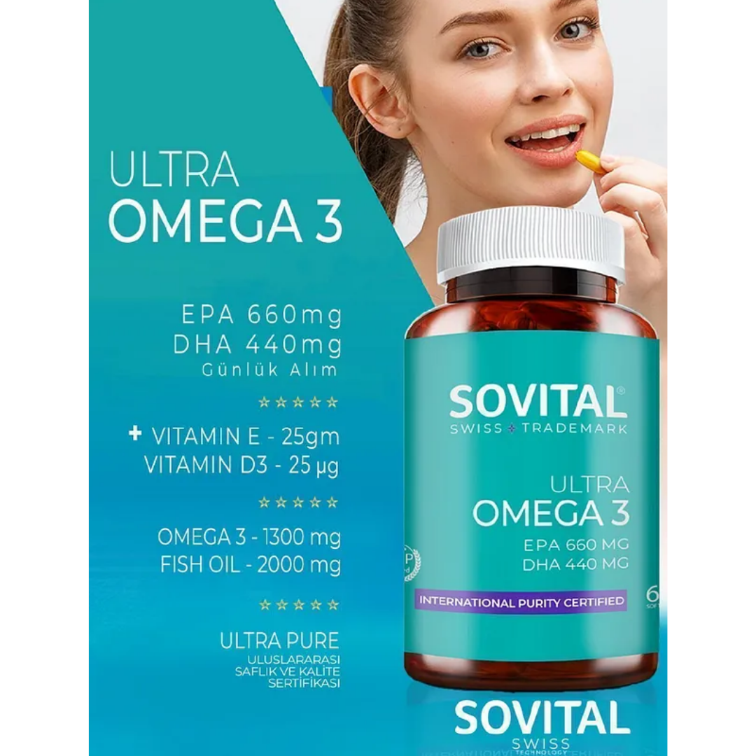 Sovital Ultra Omega 3 Heart &amp; Brain Support 60 Softgels