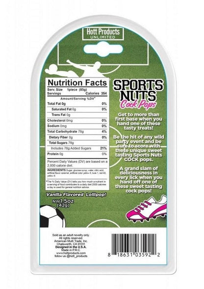 Sports Nuts Cock Pop Vanilla Flavored Lollipop with Baseballs Fun Novelty