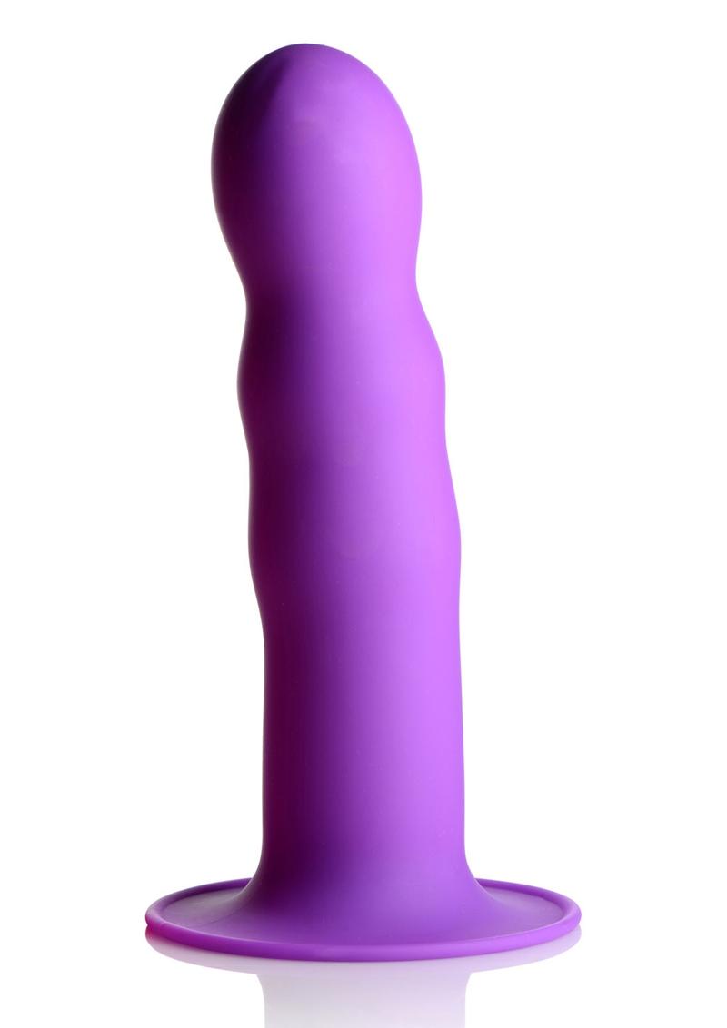 Squeeze It Squeezable Wavy And Harness Compatible Silicone Dildo