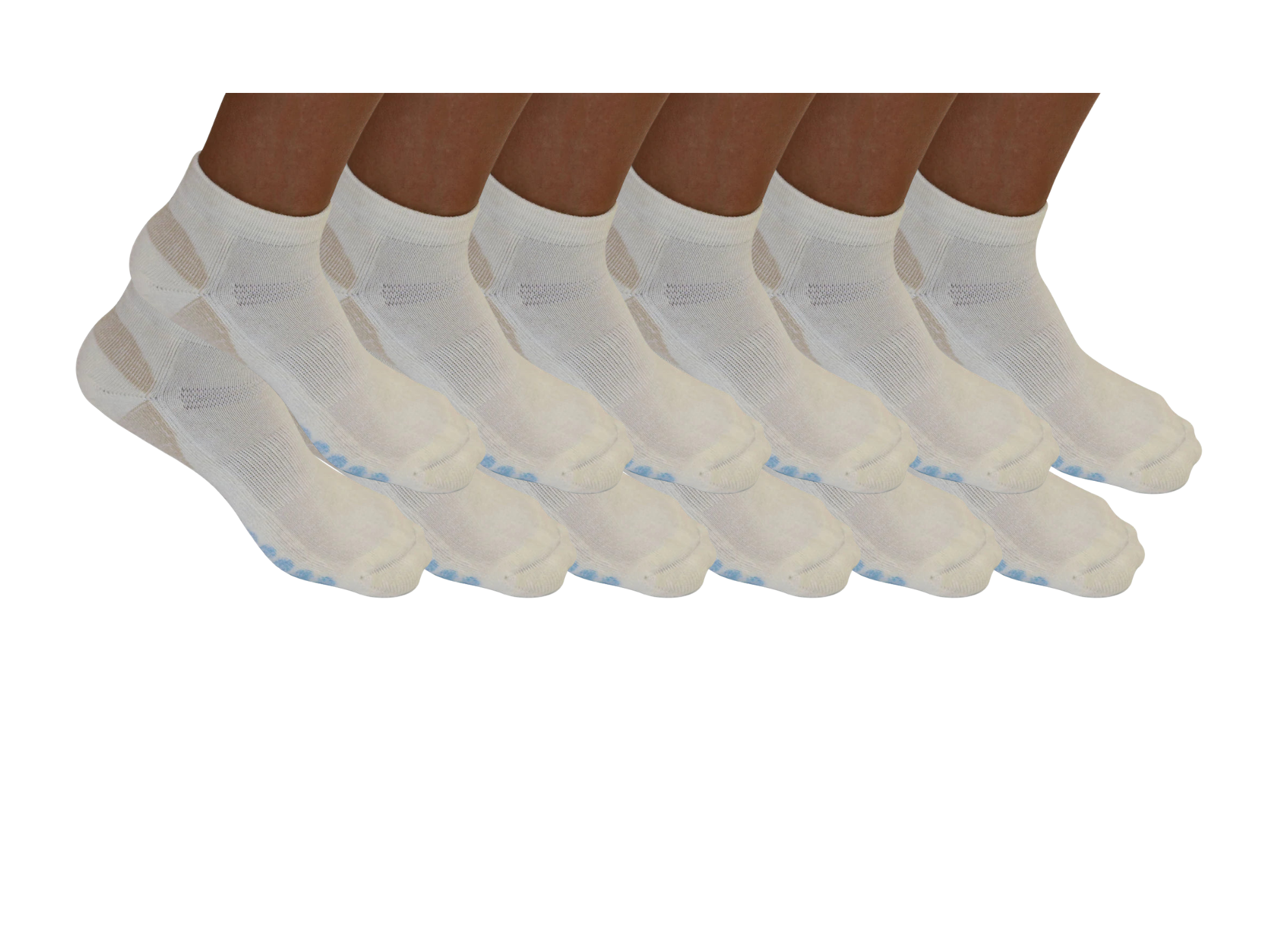 High Performance Anklet Bamboo Viscose Socks – Natural with Blue Padding, 12-Pack