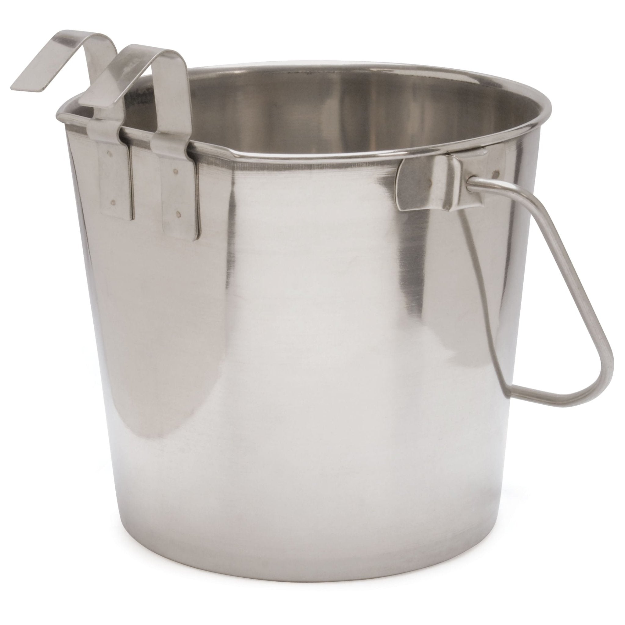 Jeffers Flat-Sided Stainless Steel Pails with Hook &amp; Handle