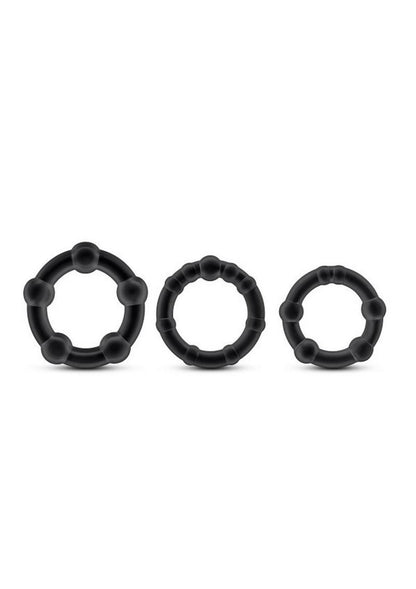 Stay Hard Beaded Cock Rings Textured And Flexible Black Rings