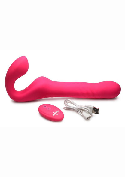 Strap U Mighty Thrust Thrusting &amp; Vibrating Strapless Strap-On with Remote Control