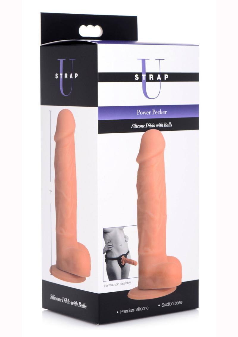 Strap U Power Pecker Silicone Dildo with Balls