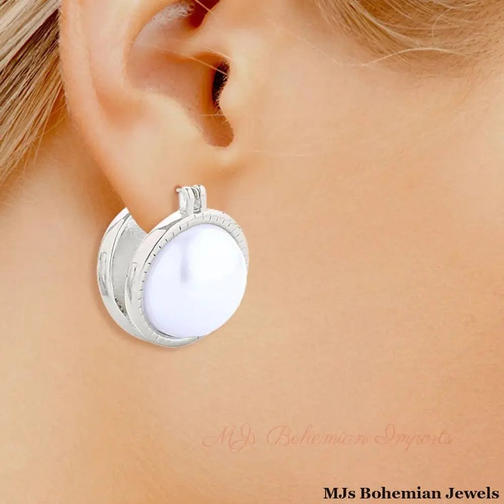 Stud White Gold Small Double Pearl Earrings Women