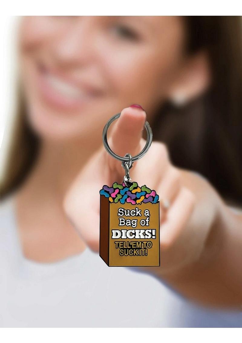 Super Fun Suck a Bag of Dicks Key Chain Naughty Gag Gift