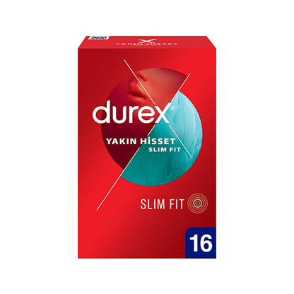 Durex Slim Fit Condoms - Lubricated, Safe Sex Products for Enhanced Sensitivity - 16 Count